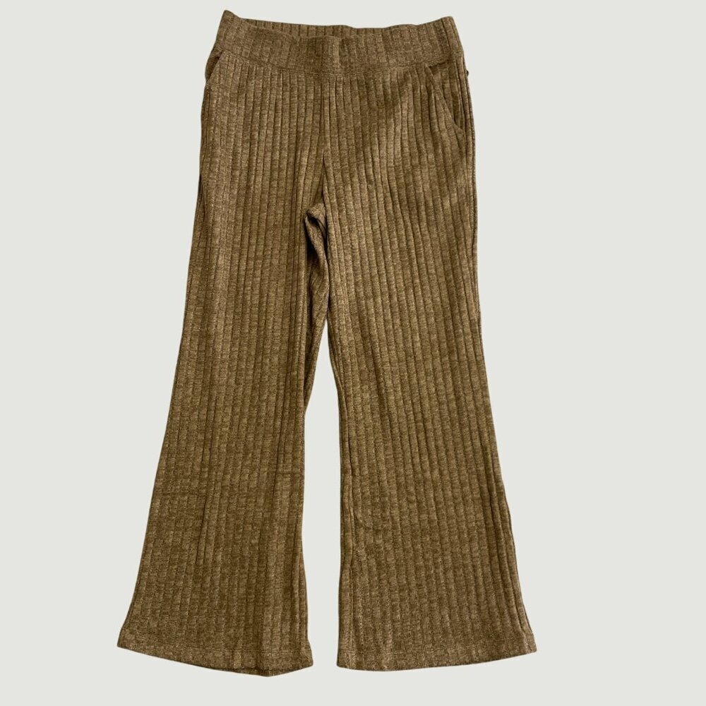 NEW Marc New York Women's Ribbed Brown Wide Leg Pants L M0179